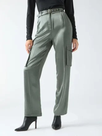 Pantalon cargo en satin Fannie