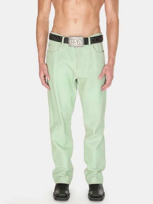 Pantalon en cuir craquelé Pantalon en cuir craquelé