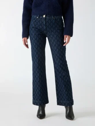 Pantalon en denim imprimé monogramme Bea
