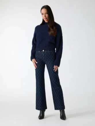 Pantalon en denim imprimé monogramme Bea