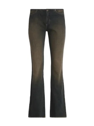 Pantalon en denim taille basse à œillets