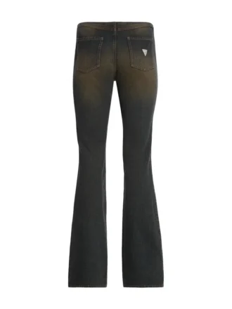 Pantalon en denim taille basse à œillets