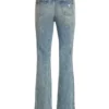 Pantalon en denim taille basse à œillets