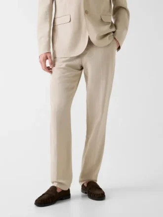 Pantalon slim en mélange de lin