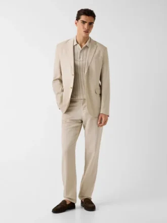 Pantalon slim en mélange de lin