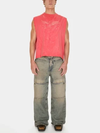 Pantalon utilitaire en denim délavé