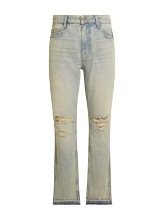 Pantalon évasé en denim vieilli Pantalon évasé en denim vieilli