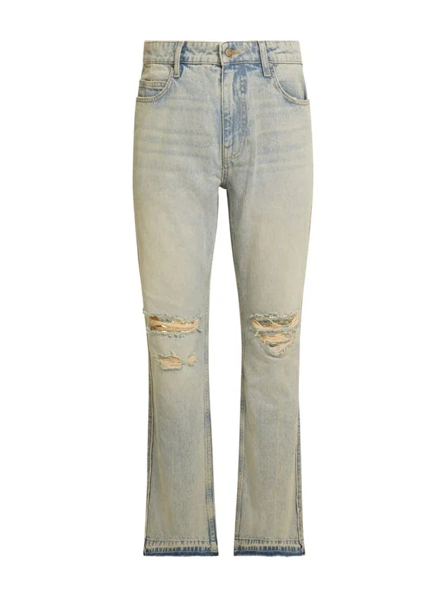 Pantalon évasé en denim vieilli Pantalon évasé en denim vieilli