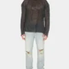 Pantalon évasé en denim vieilli Pantalon évasé en denim vieilli