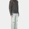 Pantalon évasé en denim vieilli Pantalon évasé en denim vieilli