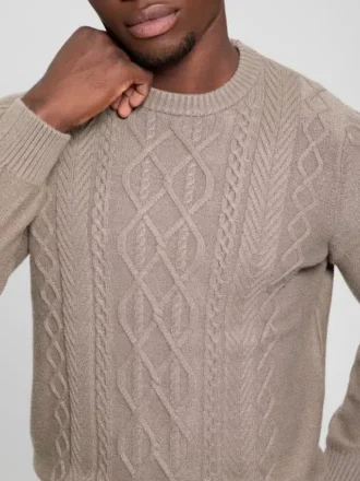 Pull à col rond Eco Noah en maille torsadée celtique