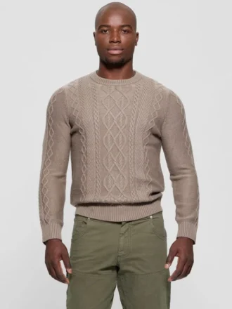 Pull à col rond Eco Noah en maille torsadée celtique