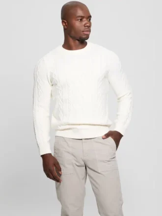 Pull à col rond Eco Noah en maille torsadée celtique Pull à col rond Eco Noah en maille torsadée celtique