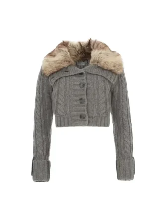 Pull en fourrure à motif torsadé
