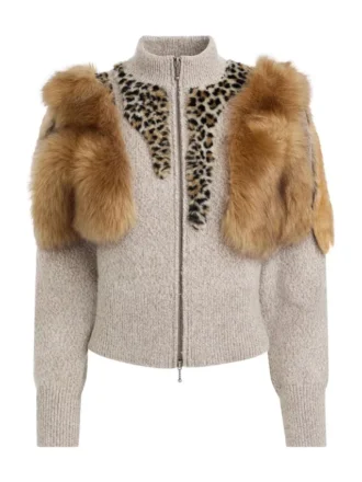 Pull en laine mélangée avec fausse fourrure