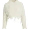 Pull en laine mélangée à mailles torsadées