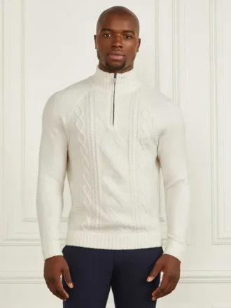 Pull en maille torsadée à demi-fermeture éclair Eco Pull en maille torsadée à demi-fermeture éclair Eco