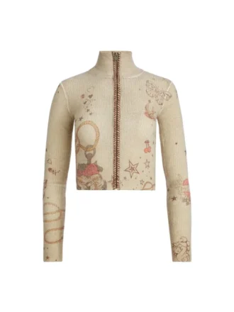Pull imprimé et cousu