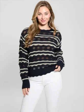 Pull à mailles ouvertes rayé Valerie