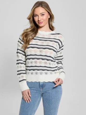 Pull à mailles ouvertes rayé Valerie