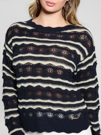 Pull à mailles ouvertes rayé Valerie