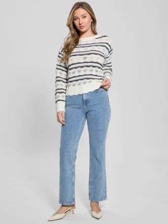 Pull à mailles ouvertes rayé Valerie