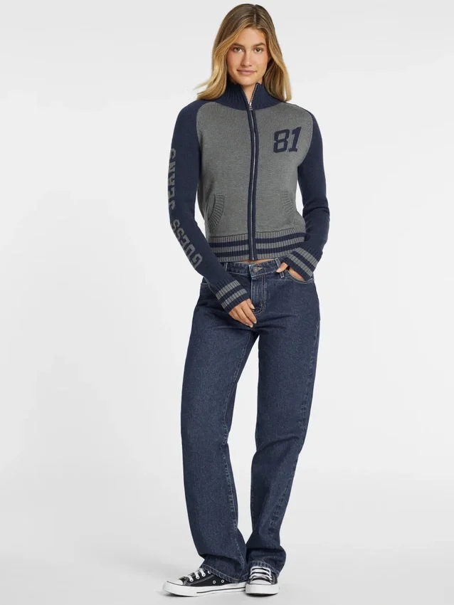 Pull zippé en laine mélangée avec logo Varsity Pull zippé en laine mélangée avec logo Varsity