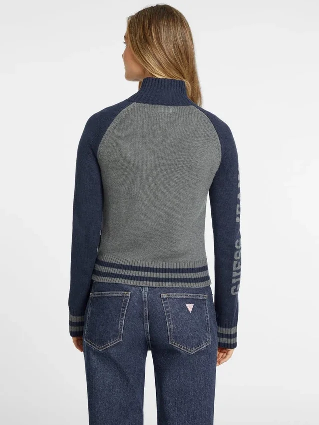 Pull zippé en laine mélangée avec logo Varsity Pull zippé en laine mélangée avec logo Varsity