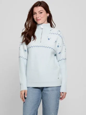 Pulls en laine mélangée à demi-fermeture éclair