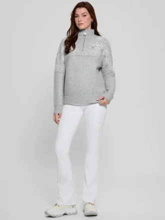Pulls en laine mélangée à demi-fermeture éclair