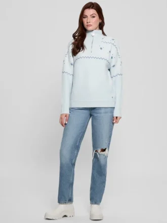 Pulls en laine mélangée à demi-fermeture éclair