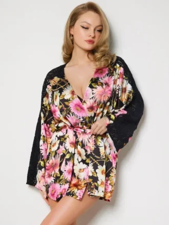 Robe de chambre à fleurs Eco Rose