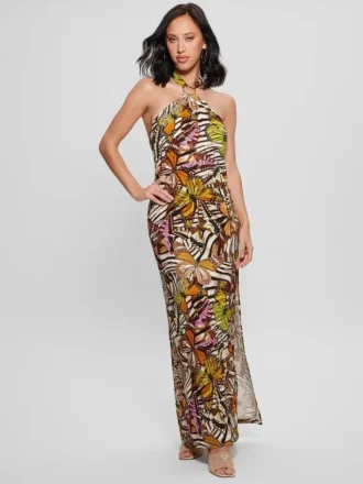 Robe longue imprimée anneaux