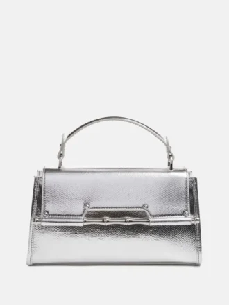 Sac à main à poignées supérieures en cuir métallisé Iris