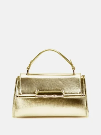 Sac à main à poignées supérieures en cuir métallisé Iris