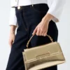 Sac à main à poignées supérieures en cuir métallisé Iris Sac à main à poignées supérieures en cuir métallisé Iris