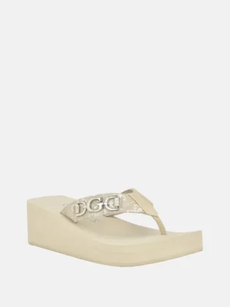 Sandales compensées Edany en denim avec boucle en G