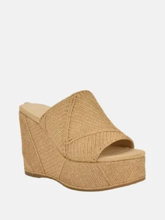 Sandales compensées en raphia Evenz