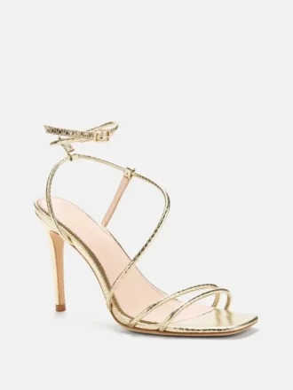 Sandales à talons à lanières en cuir métallisé