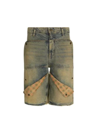 Short utilitaire en denim délavé
