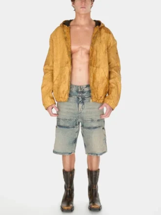 Short utilitaire en denim délavé