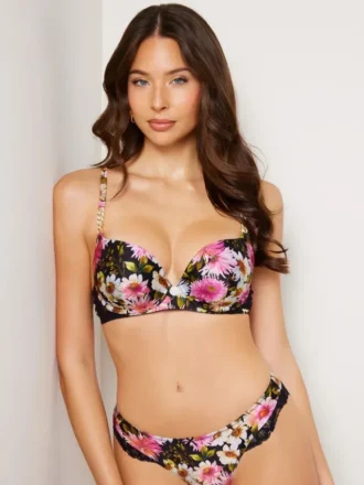 Soutien-gorge push-up à motif floral rose Soutien-gorge push-up à motif floral rose