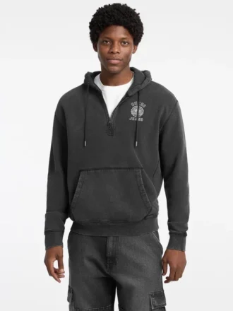 Sweat à capuche zippé à demi-longueur avec logo imprimé