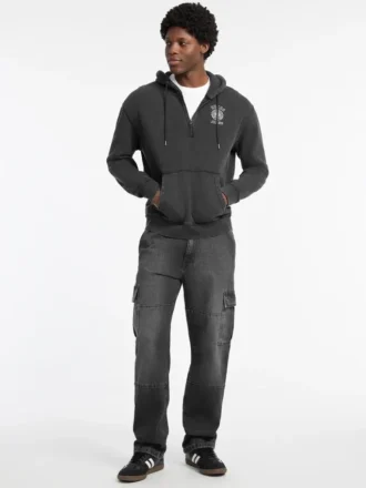 Sweat à capuche zippé à demi-longueur avec logo imprimé