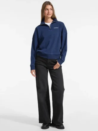Sweat-shirt à demi-zip indigo foncé