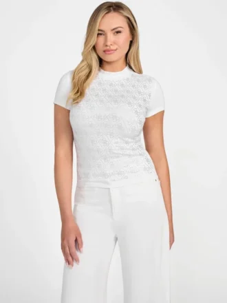 T-shirt à col montant Quattro G avec strass