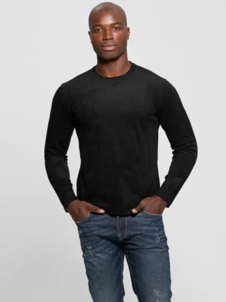 T-shirt à col rond en tricot imitation daim Garrett