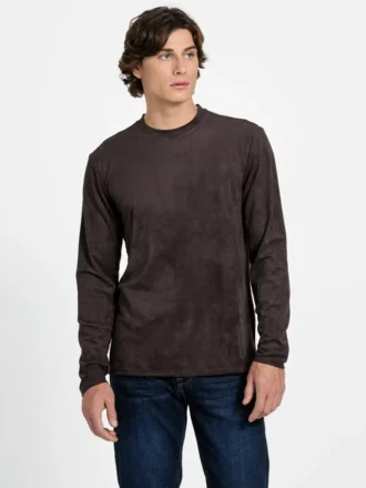 T-shirt à col rond en tricot imitation daim Garrett