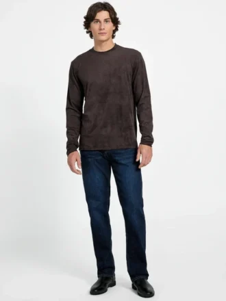 T-shirt à col rond en tricot imitation daim Garrett