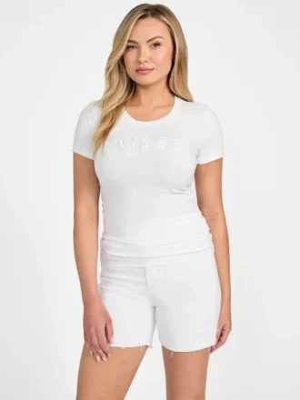 T-shirt à col rond et paillettes Eco